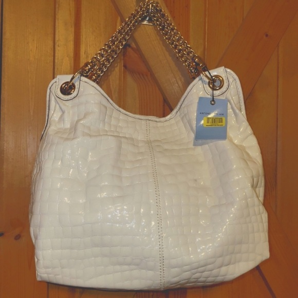 Antonio Melani Ivory Patent Leather Quilted Handbag NEW WITH TAGS